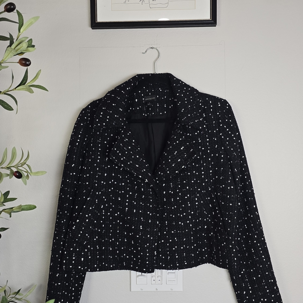 Ann Taylor Black and White Tweed Blazer